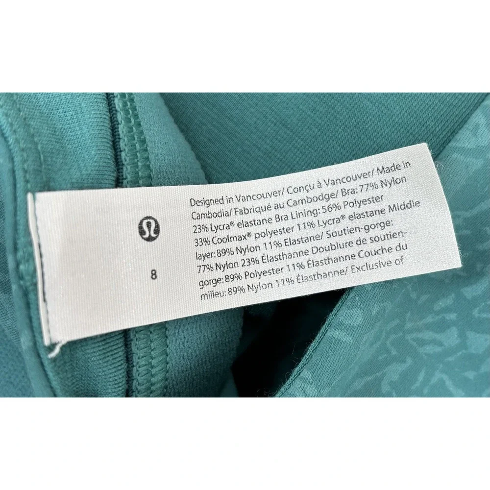Lululemon Everlux Cut-Out Train Bra Sz 8‎ Teal Green Textured Medium Support NWT